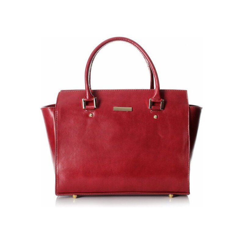 Genuine Leather Módní kožená kabelka kufřík červená