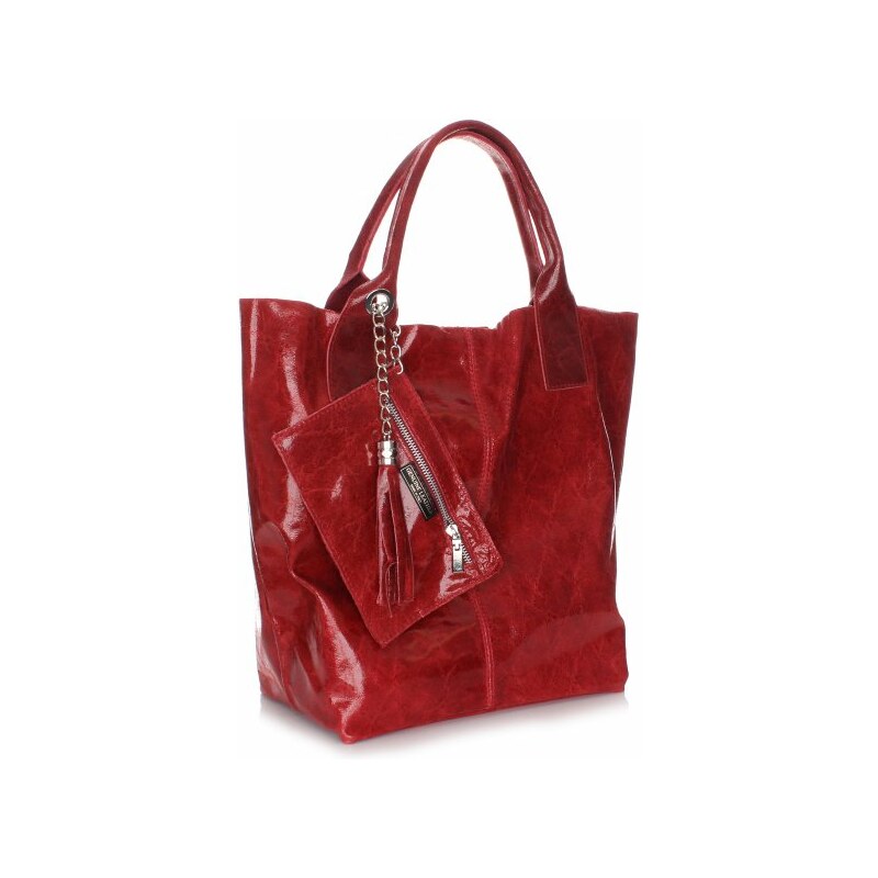 Genuine Leather Kožená kabelka Shopper bag Lak červená