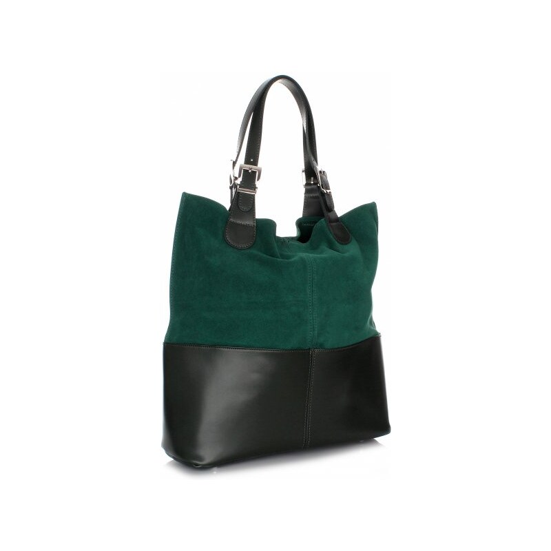Genuine Leather Kožená kabelka exkluzivní Shopper bag zelená