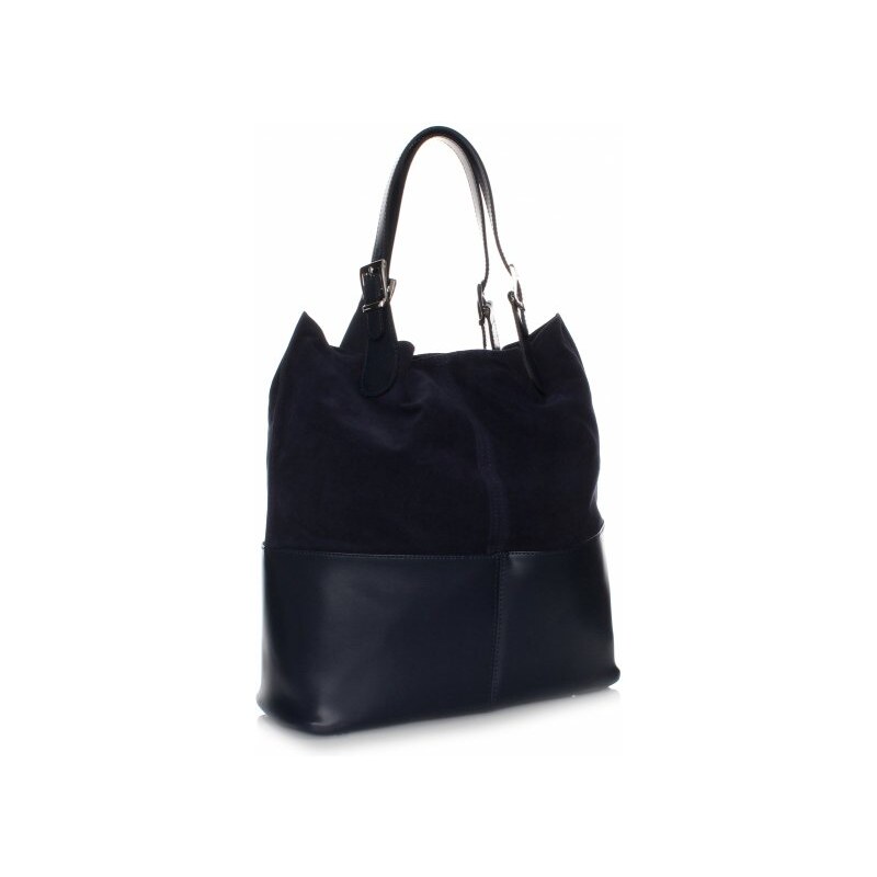 Genuine Leather Kožená kabelka exkluzivní Shopper bag Tmavě modrá