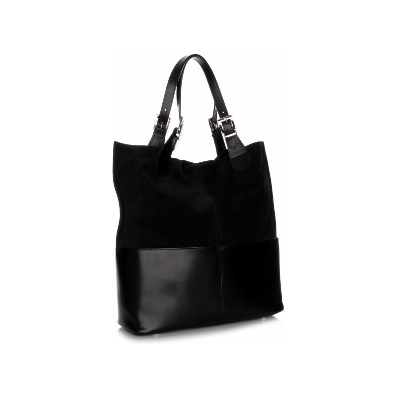 Genuine Leather Kožená kabelka exkluzivní Shopper bag černá