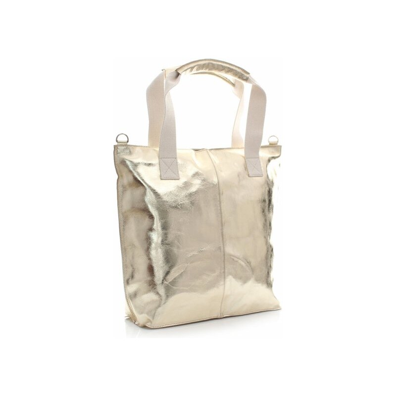 Kristy X Módní kožená kabelka - italská Shopper bag zlatá