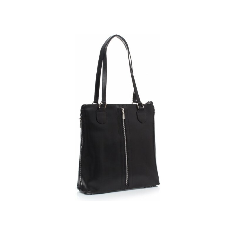 Klasická kožená kabelka genuine leather černá