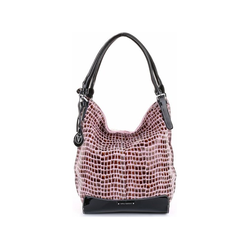 Italská kožená kabelka lakovaná Velina Fabbiano růžová