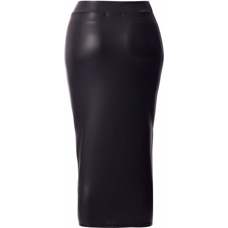 Glam Černá sukně s rozparkem mokrý vzhled