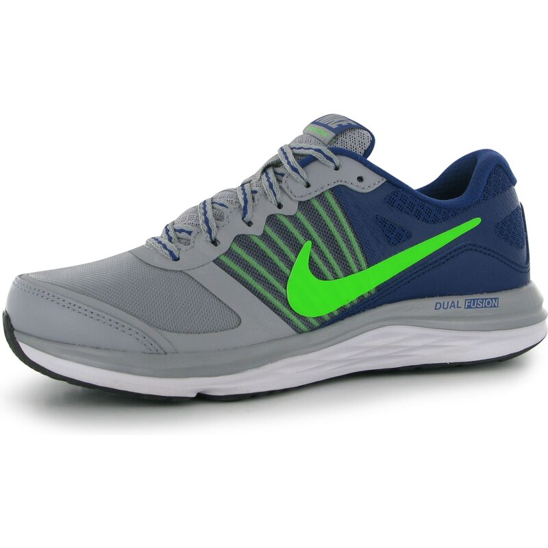 Nike Dual Fusion X dětské Trainers Grey/Green/Roy