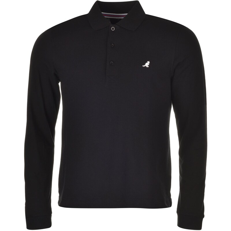 Kangol Brit Long Sleeve Polo Shirt pánské Black
