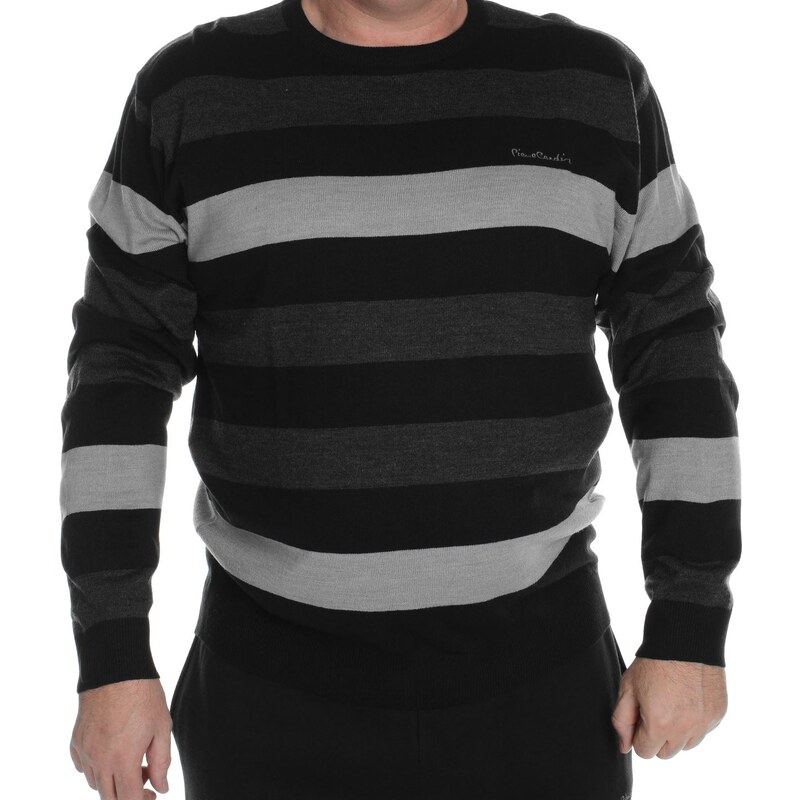 mikina Pierre Cardin Cardin Extra Large Stripe Knitted Jumper pánská Black