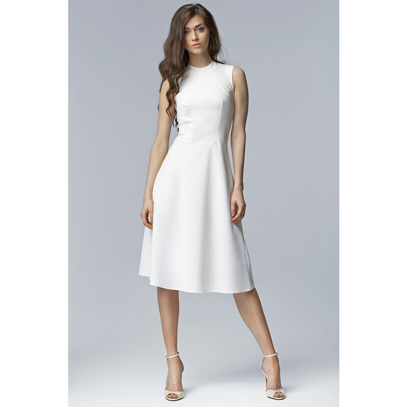 Nife Elegantní bílé šaty MIDI