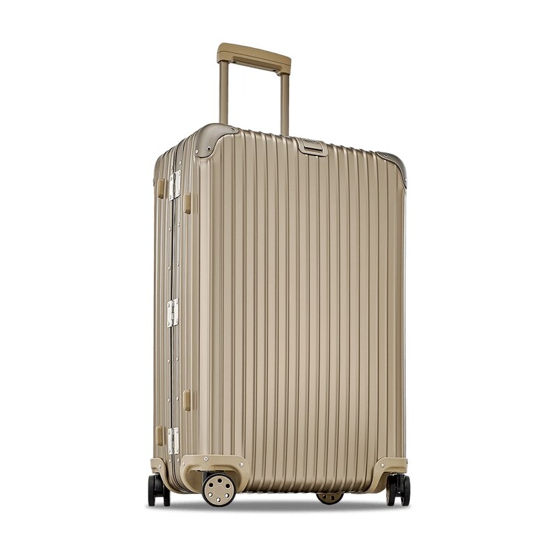 Cestovní hliníkový kufr RIMOWA Topas titanium, zlatý, 82l