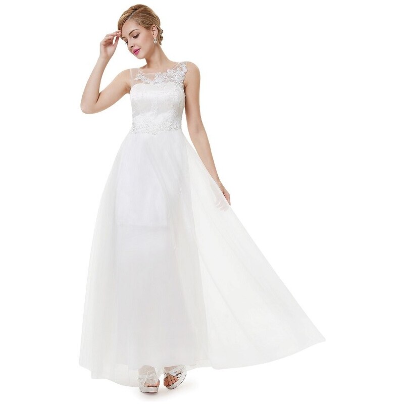 Svatební šaty dlouhé ivory Ever Pretty s krajkou 8447 XS