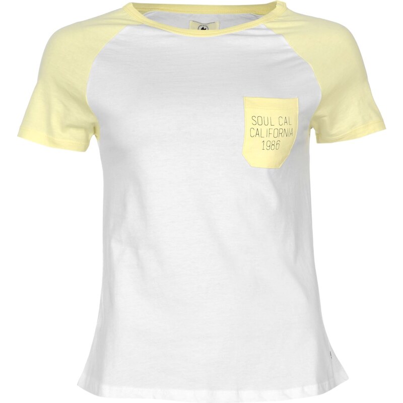 Triko SoulCal Cal Pocket T Shirt dámské White/Lemon
