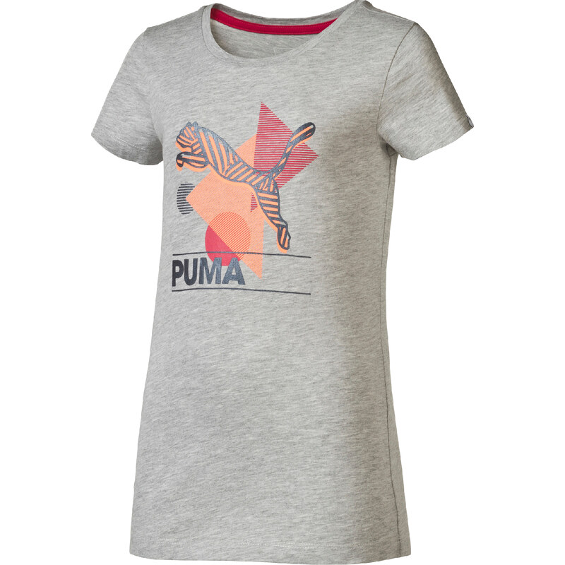Puma Dívčí tričko Fun IND Graphic - světle šedé