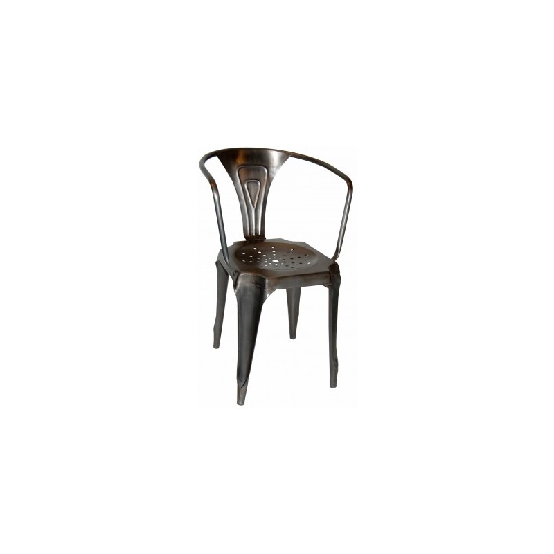 Industrial style, Vintage kovová židle - lesklá pozinkovaná 77 x50 x40 / sedadlo 46 cm (327)