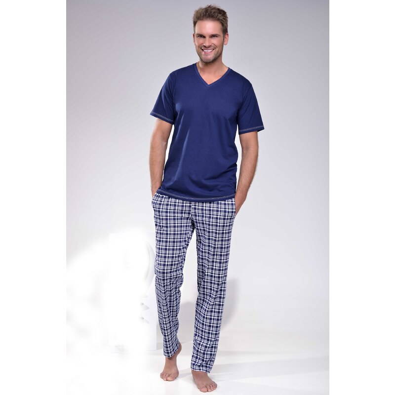 Taro Pánské pyžamo Adam tmavě modré - modrá XL