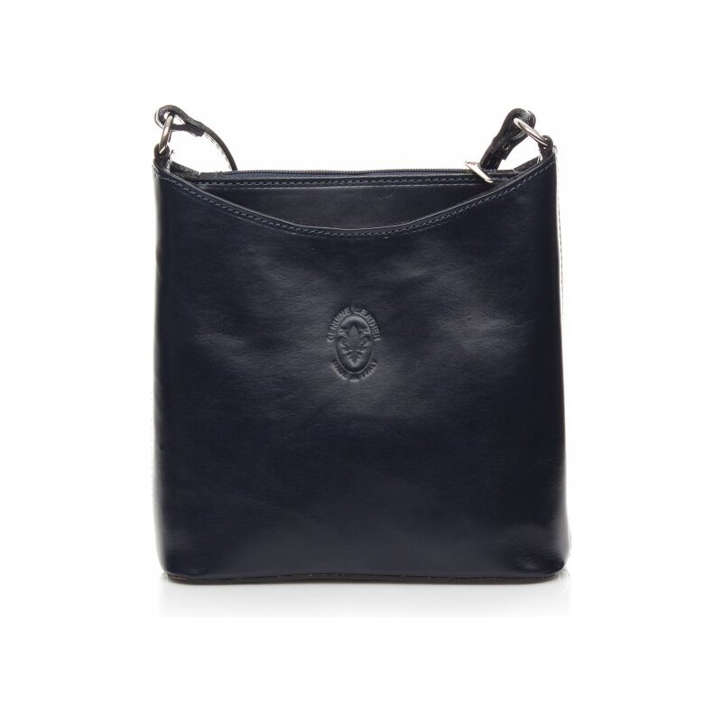 Kožená kabelka listonoška Genuine Leather Tmavě modrá
