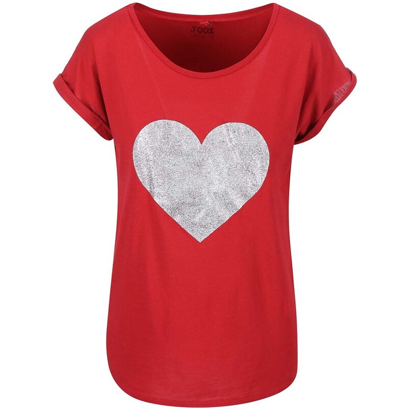 Tmavě červené dámské tričko ZOOT Originál Stříbrné srdce
