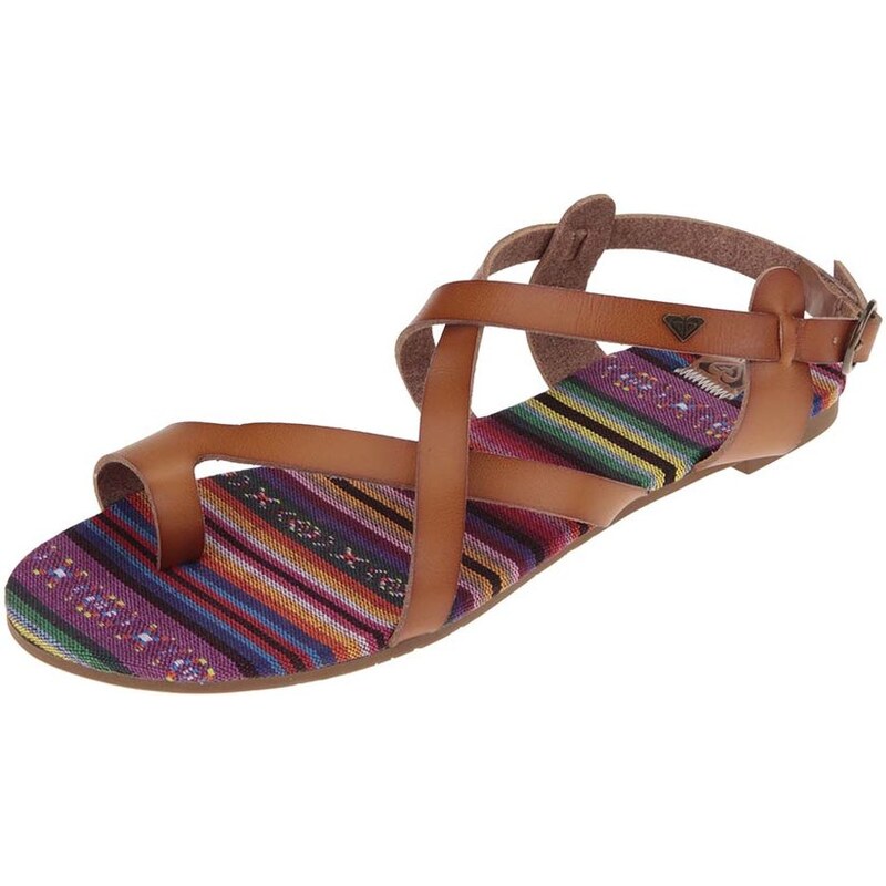 Hnědé sandálky s barevnou stélkou Roxy Marrakech