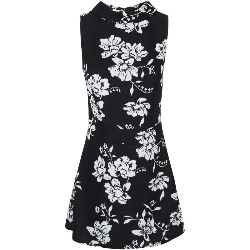 Černé šaty s potiskem bílých květů Dorothy Perkins