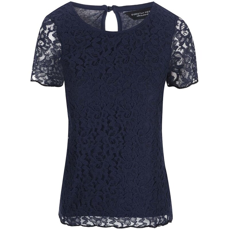 Tmavě modrý krajkovaný top Dorothy Perkins