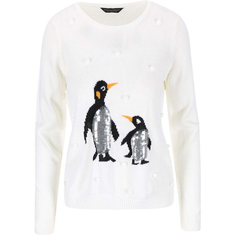 Krémový svetr s tučňáky Dorothy Perkins