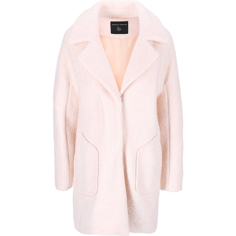 Světle růžový vlněný kabát Dorothy Perkins