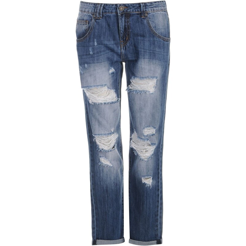 Firetrap Boyfriend Ripped Jeans dámské Indigo Wash 14 L