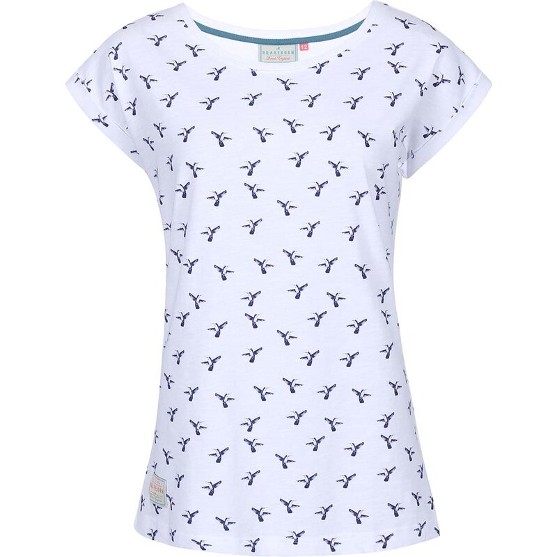 Bílé dámské tričko s ptáčky Brakeburn Hummingbird Boyfriend