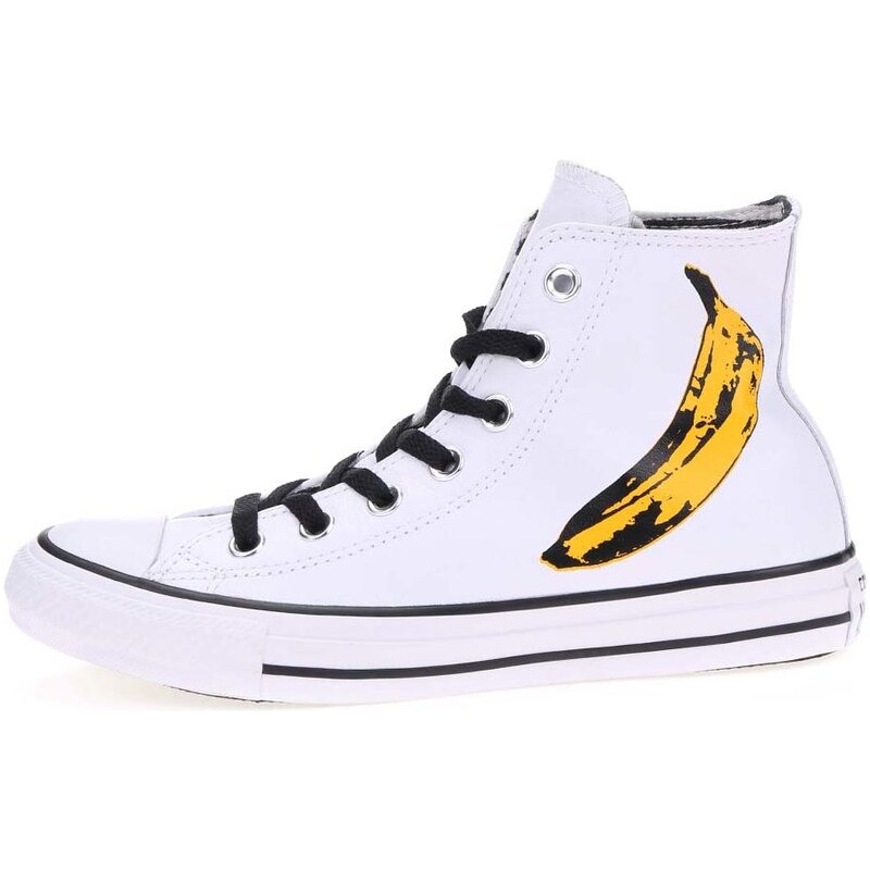 Bílé dámské kožené kotníkové tenisky s banánem Converse Chuck Taylor All Star Warhol