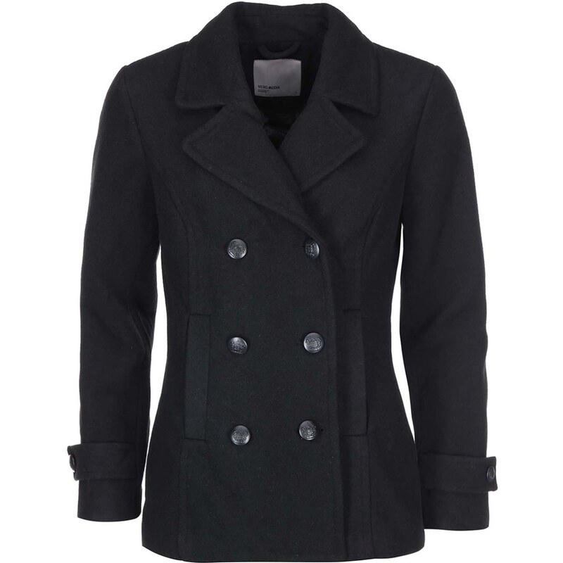 Černý kratší kabát Vero Moda Jane Daisy