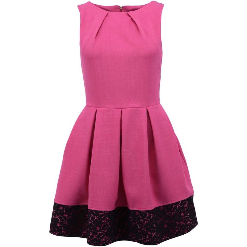 Růžové šaty s černou krajkou Closet