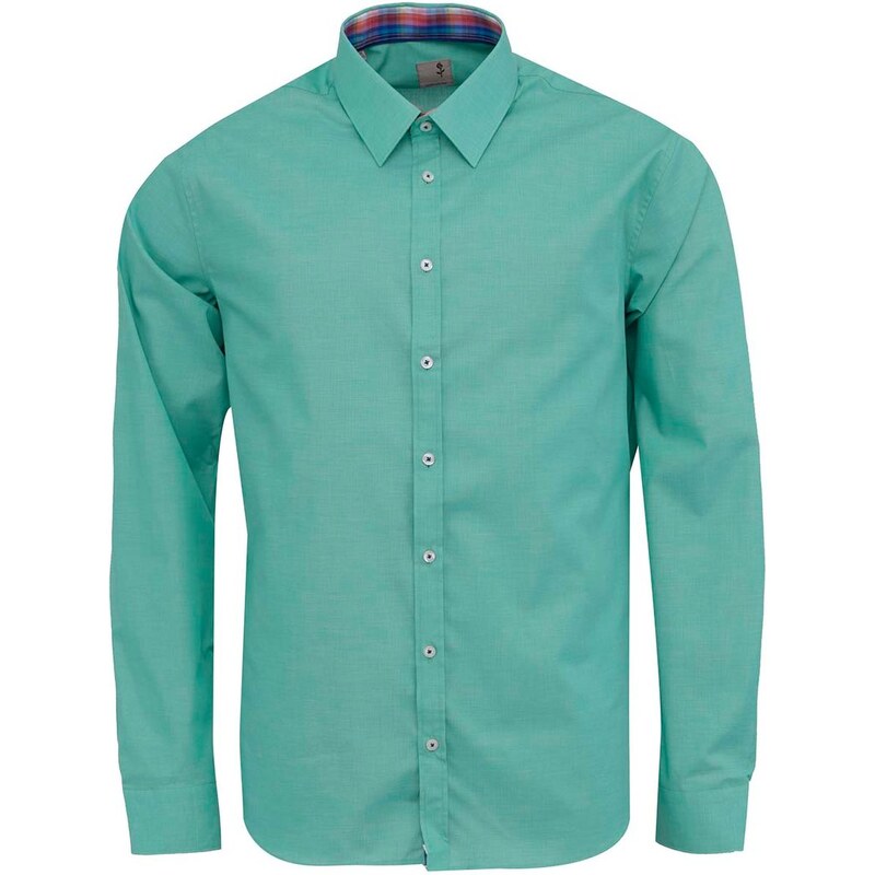 Zelená košile Seidensticker Modern Kent Parch Slim Fit