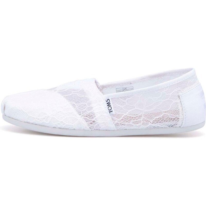 Bílé dámské krajkované loafers Toms Lace
