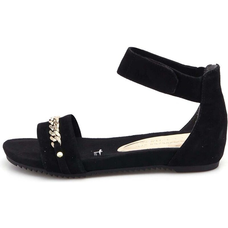 Černé kožené kotníkové sandálky Tamaris