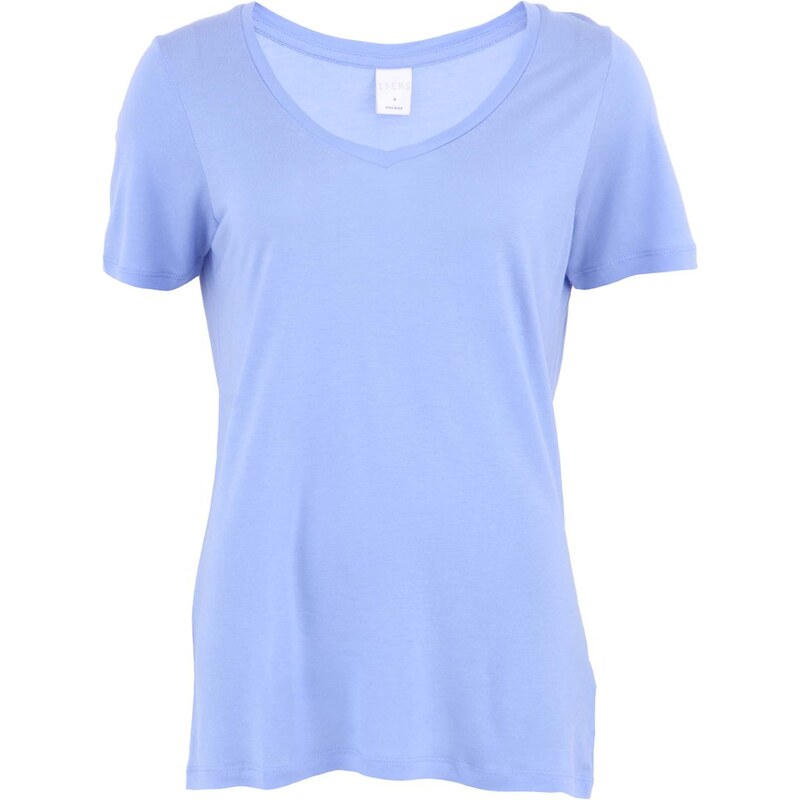 Modré delší triko s krátkými rukávy s výstřihem do "V" Vero Moda White