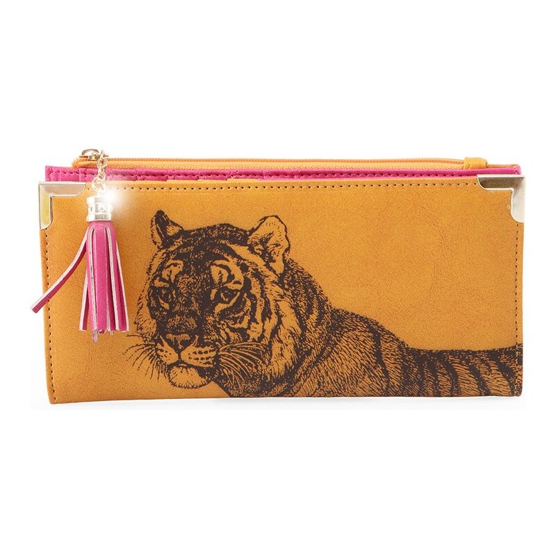 Hořčicová rozkládací peněženka s tygrem Disaster