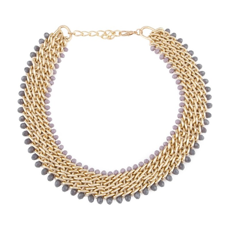 Fialovo-zlatý široký náhrdelník INVUU London
