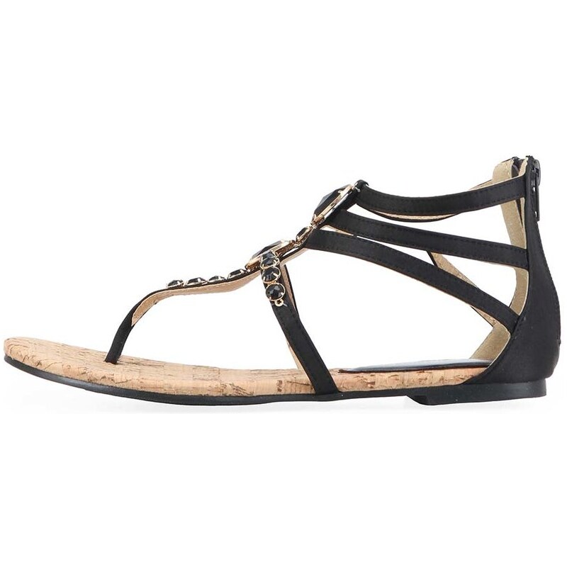 Černé páskové sandálky s kamínky Victoria Delef