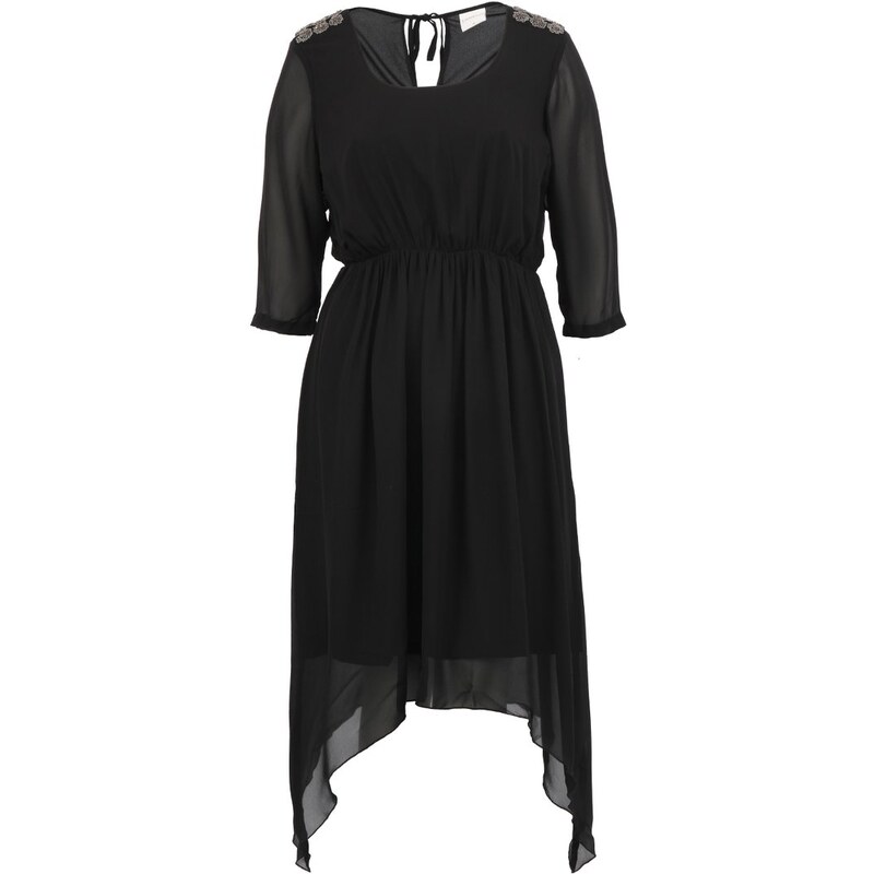 Černé šaty JUNAROSE Fair Mingus s dlouhými rukávy