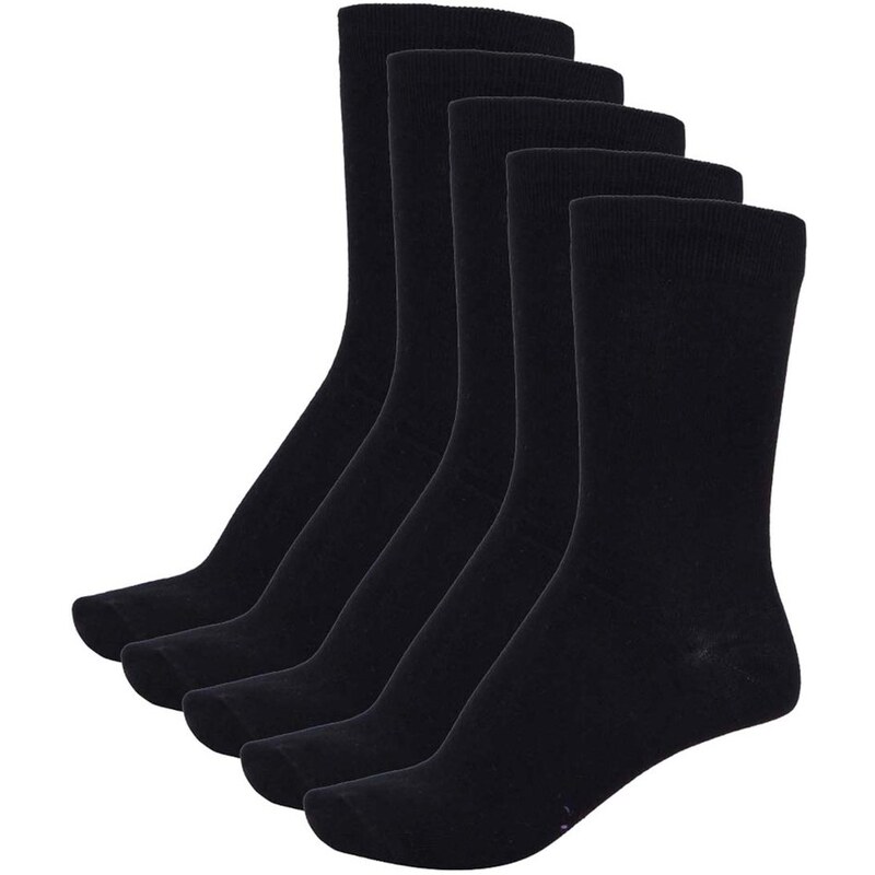 Set pěti párů černých ponožek Selected