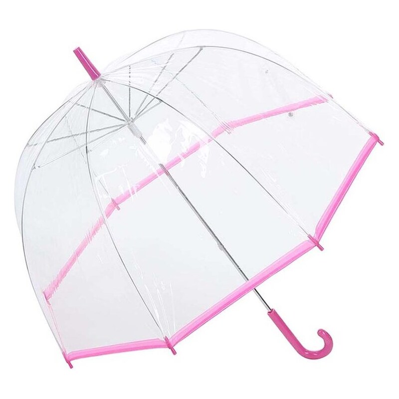 Průhledný deštník s růžovým lemem Lindy Lou SlimTrim