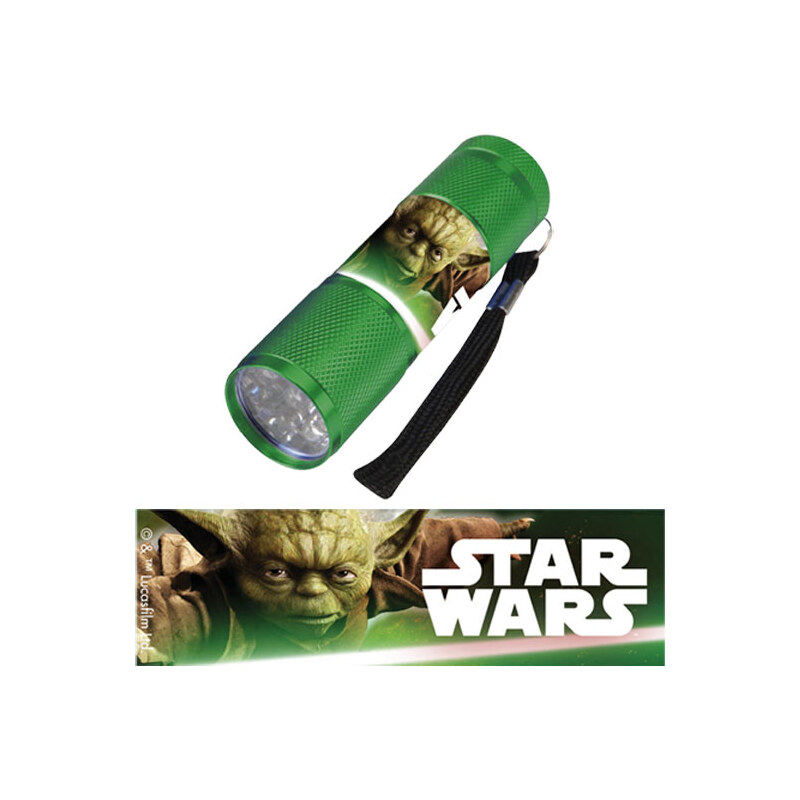 Euroswan Dětská hliníková LED baterka Star Wars zelená 9x3x3 cm