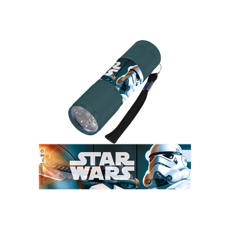 Euroswan Dětská hliníková LED baterka Star Wars šedá 9x3x3 cm