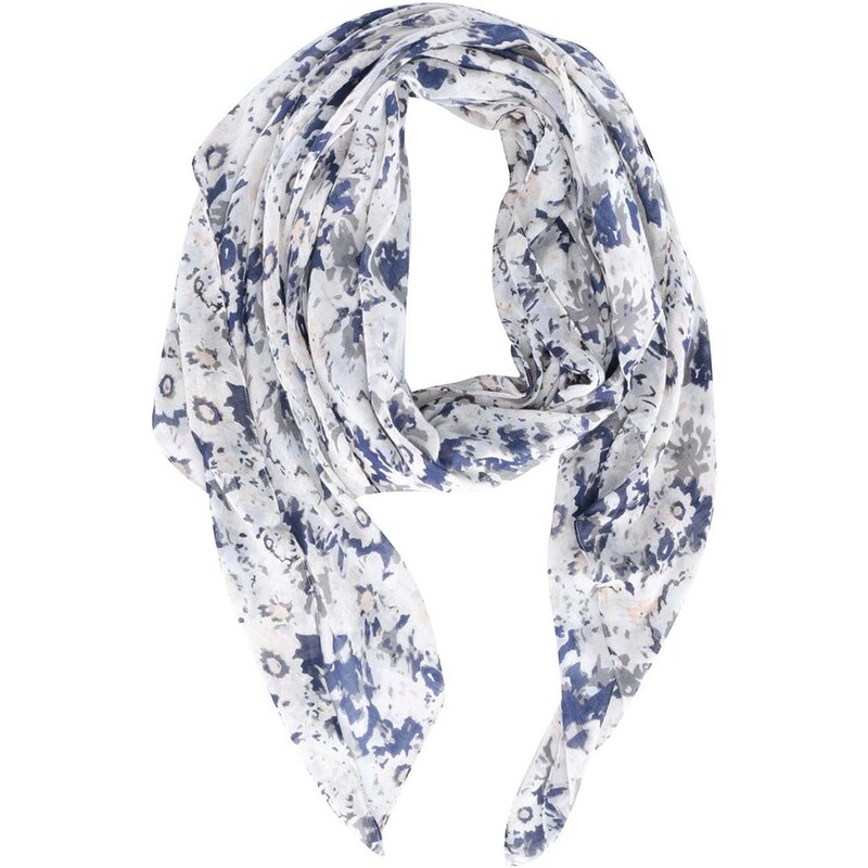 Modro-krémový květovaný šátek Pieces Leela