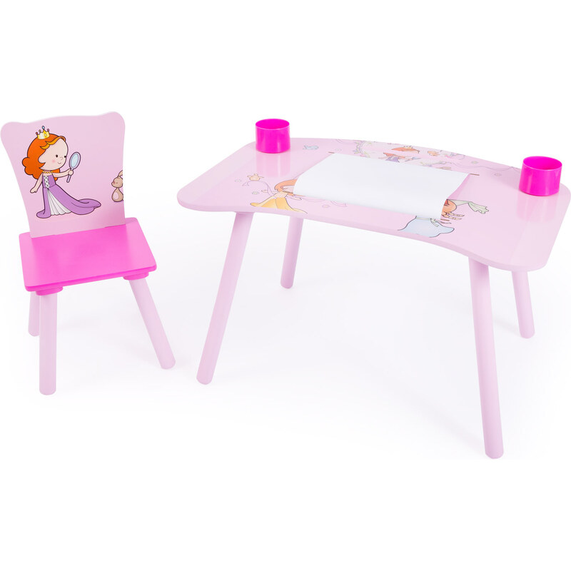 Homestyle4U Dětský stolek se židličkou Princezny