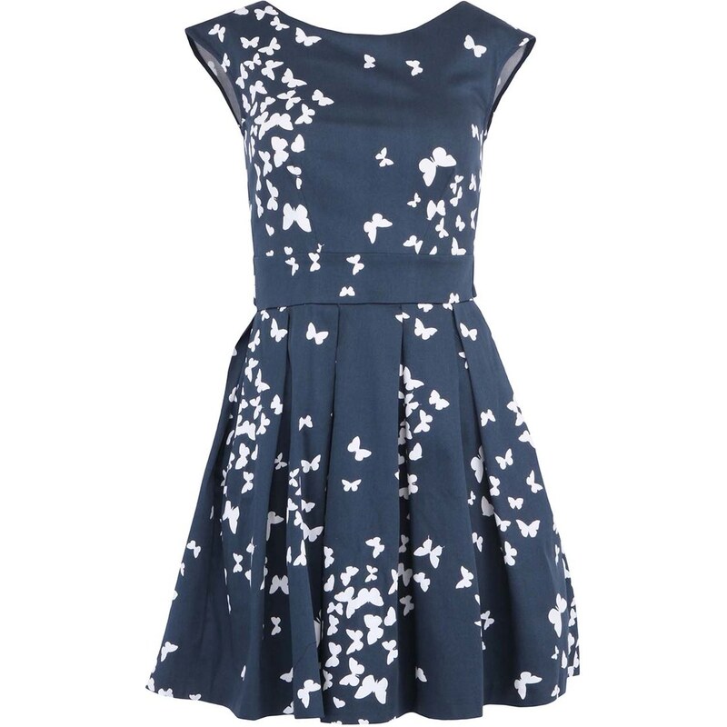 Tmavě modré šaty s motýly Closet