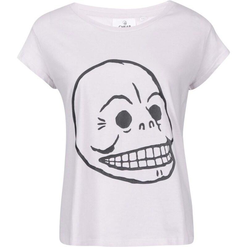 Světle růžové dámské tričko Cheap Monday Cracked skull