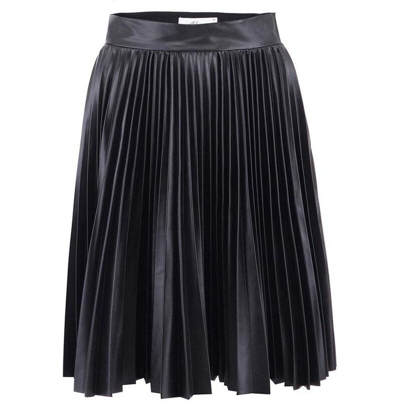Černá plisovaná koženková sukně Closet