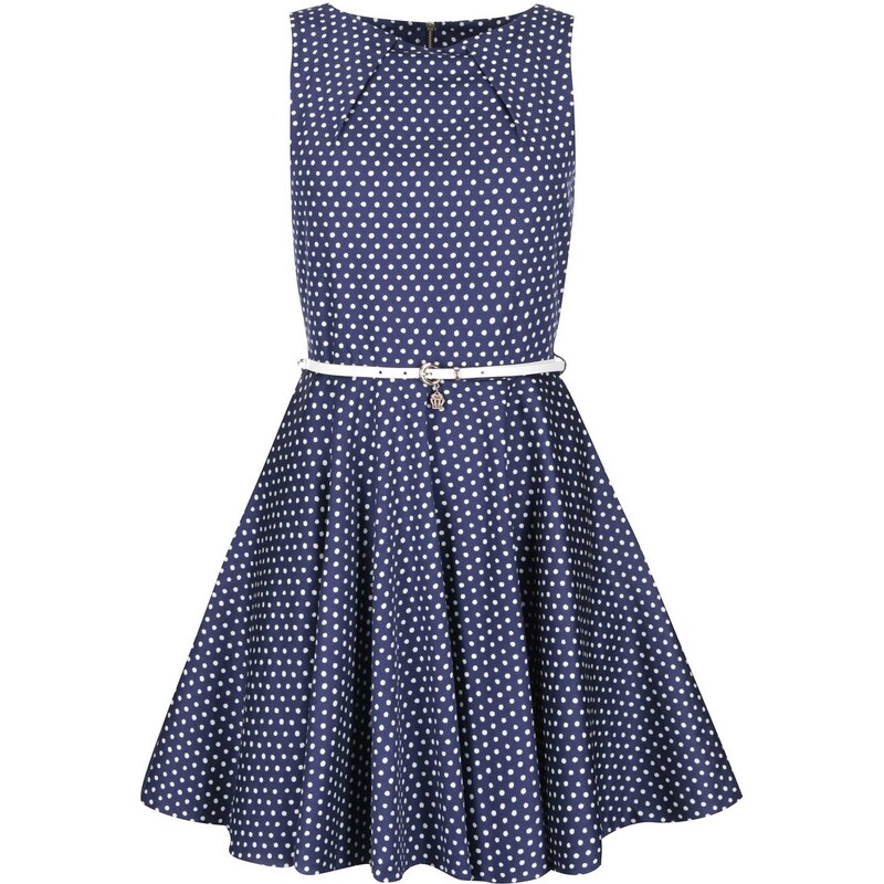 Tmavě modré šaty s bílými puntíky Closet