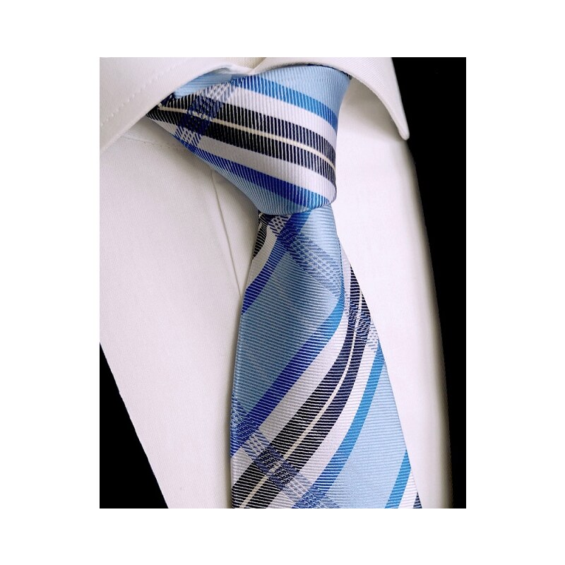 Světle modrá pruhovaná kravata Beytnur 242-1